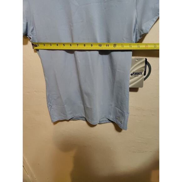 New Asics Women Sky Blue Athletic Top Semi-Fitted Medium Short Sleeve Ecoline - Picture 14 of 16